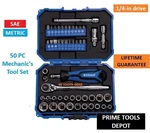 Kobalt 50-PIECE Sae/metric Mechanics Tool Set, Lifetime Warranty, Model 53418. Fixed Price $49.95.