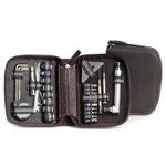 Bey Berk Silver Steel 42-PIECE Tool Set With Brown Leatherette Case. Fixed Price $50.83.