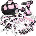 Workpro Pink/grey 157PC Hand Tool Set 20V Cordless Drill Driver Home Kit Us. Fixed Price $130.99.
