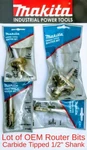 Makita Lot -4 Oem Tungsten Carbide Tipped Router Bits With 1/2" Shanks Clearance. Fixed Price $56.95.