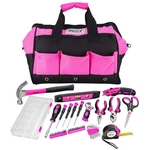 Pink Bag With 43 Piece Tools Set For Women Screwdrivers Hammer La. Fixed Price $45.16.
