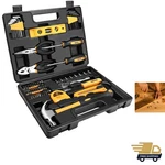 Portable 65-PIECE Hand Tool Kit In Stylish Black Case Perfect For Diy Repairs. Fixed Price $54.95.