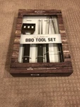 New Buxton Man Cave Novelty 3 Pc Bbq Tool Set Spatula Fork Tongs Traveling Case. Fixed Price $8.00.