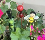 Ole Grasshopper, Mrs. Ant, And Mr. Bee Metal Garden Pick Flower Pot Stake 3X U59. Fixed Price $36.00.