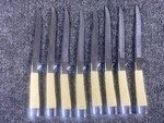 Vintage El Rancho Steak Knives 8.5 Acrylic Ivory Color Set Of Original Box. Fixed Price $16.00.
