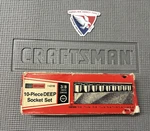 Nos Sears Craftsman 10PC Sae Deep Socket Set 3/8 Drive 43156 Point -v- Usa. Fixed Price $74.99.