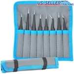 9PCS Esd Safe Anti-static Stainless Steel Tweezers Set Maintenance Tool Kit. Fixed Price $9.69.