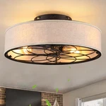 20" Caged Ceiling Fan With Light Low Profile Fabric Farmhouse Bladeless Ceili.... Fixed Price $125.39.