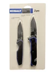 Kobalt Tactical Folding Knife Pc Set 3" & 3.25" Black Oxidized Blades. Fixed Price $13.99.
