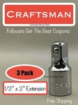 Lot Of Craftsman Socket Extension Bar 1/2" Drive Long Cmmt 43522. Fixed Price $26.14.