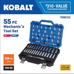 Case Of 4 Sets ; Kobalt 55 Pc Mechanic's Tool # 5996332 - New Sealed. Fixed Price $219.99.
