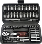 Socket Wrench Set, 53PCS 1/4 Inch Ratcheting And Extension With Case Black. Fixed Price $8.71.