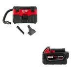 Milwaukee 0880-20 Wet/dry Vacuum + 48-11-1850 M18 XC5.0 Battery Pack. Fixed Price $164.38.