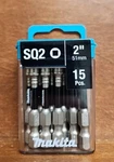 Makita SQ2 Inch #2 Square Power Bits Impact Xps Steel 15 Pc. Pack New. Fixed Price $13.99.