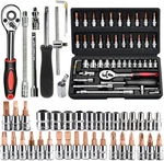 Cunhuy 46 Pcs Socket Wrench Set, Mechanic Tool Kit Quick-release Chrome. Fixed Price $33.86.