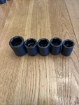 Husky - Lot Of 5 Shallow Metric Impact Sockets, 1/2 DRIVE,(19,21,22,24,27MM). Fixed Price $45.00.