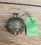 Vintage 1949 Sarna Brass Elephant Claw Bell Etched Floral Leaves Pattern India. Fixed Price $29.25.