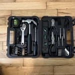 Hand Tool Set W/ Hard Case Hammer Pliers Adjustable Wrench Tape Measure Level. Fixed Price $20.00.
