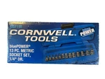 Cornwell CBP1M 13 Piece Metric Socket Set 1/4 Inch Drive 6 Point Chrome Finish. Fixed Price $84.95.
