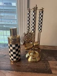 Mackenzie-childs Courtly Check Gold Edition Bar Tools & Shaker Set Euc. Fixed Price $150.00.