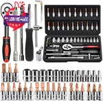 Cunhuy 46 Pcs Socket Wrench Set, Mechanic Tool Kit Quick-release Ratchet,.... Fixed Price $47.93.