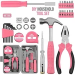 24PCS Pink Home Repair Tool Kit - Mini Starter Hardware Set With Hammer, Pliers. Fixed Price $14.99.